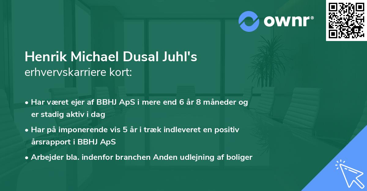Henrik Michael Dusal Juhl's erhvervskarriere kort
