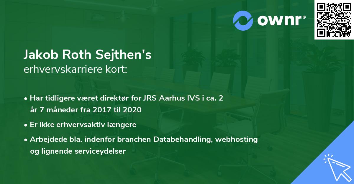 Jakob Roth Sejthen's erhvervskarriere kort