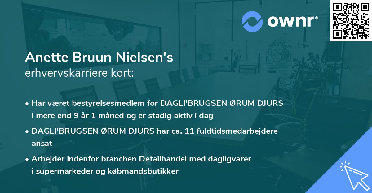 Anette Bruun Nielsen's erhvervskarriere kort