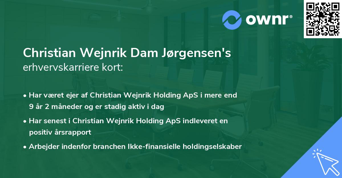 Christian Wejnrik Dam Jørgensen's erhvervskarriere kort