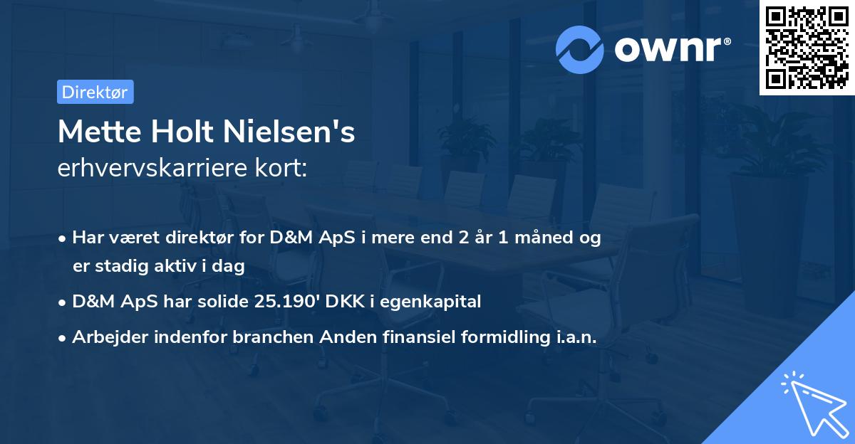 Mette Holt Nielsen's erhvervskarriere kort