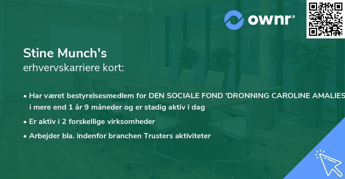 Stine Munch's erhvervskarriere kort