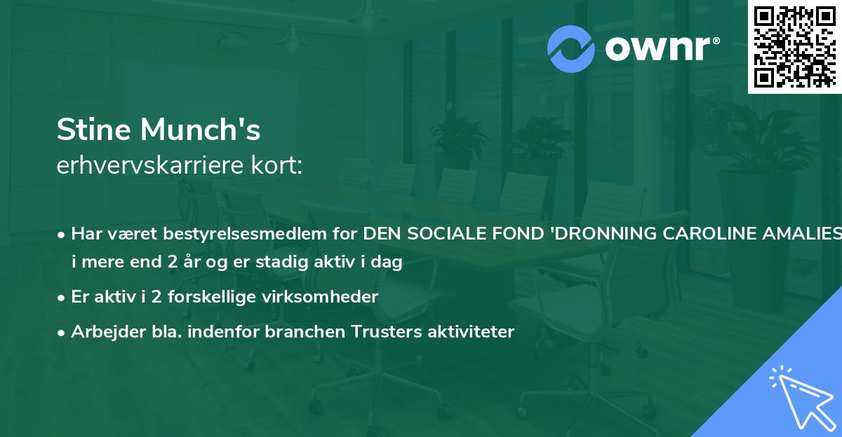 Stine Munch's erhvervskarriere kort