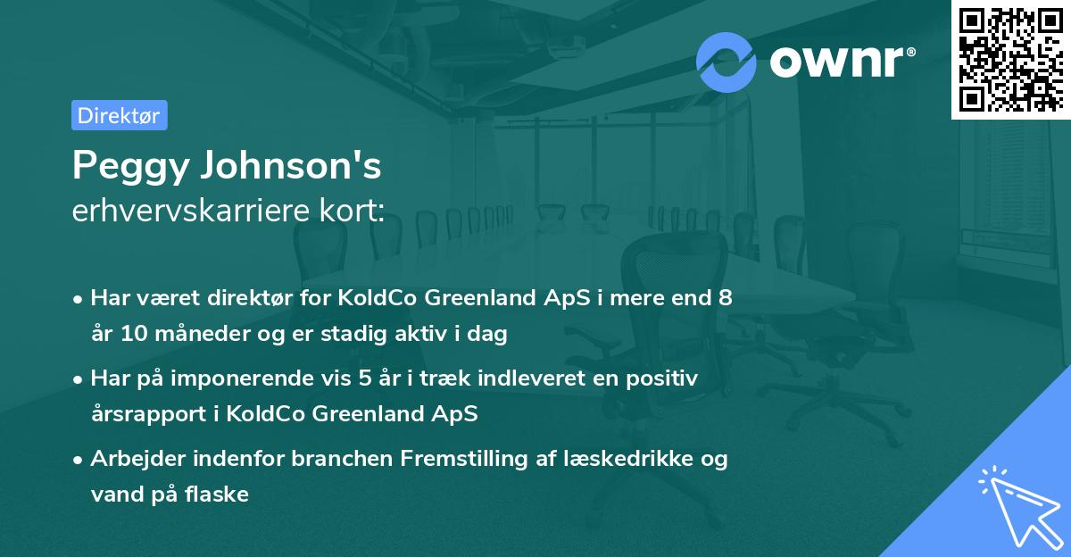Peggy Johnson's erhvervskarriere kort