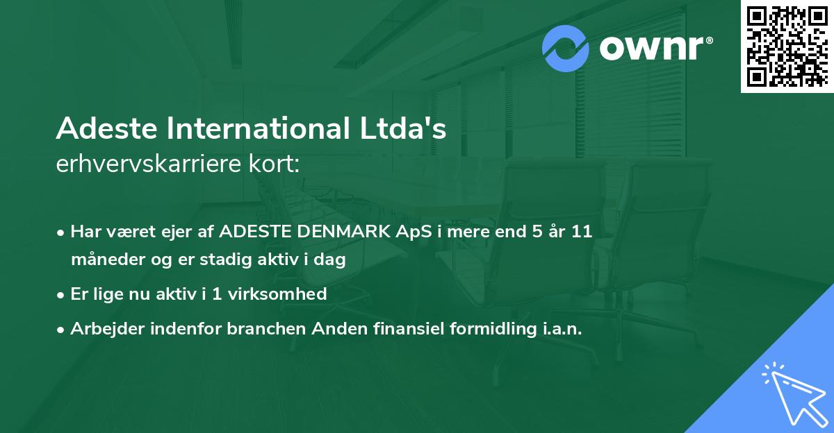 Adeste International Ltda's erhvervskarriere kort