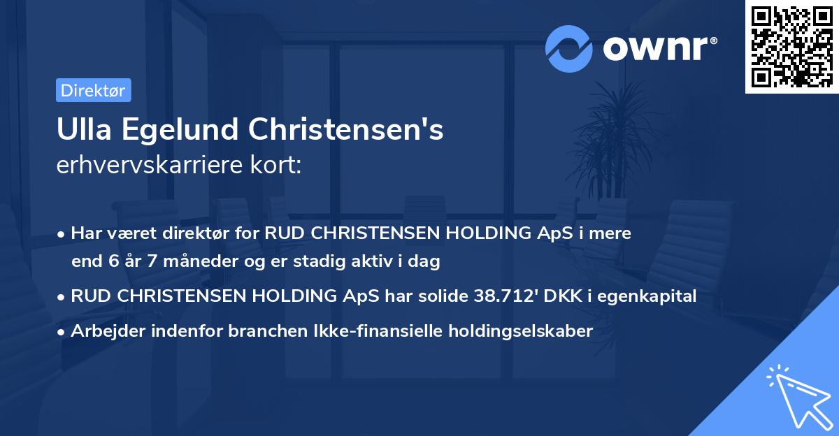 Ulla Egelund Christensen's erhvervskarriere kort