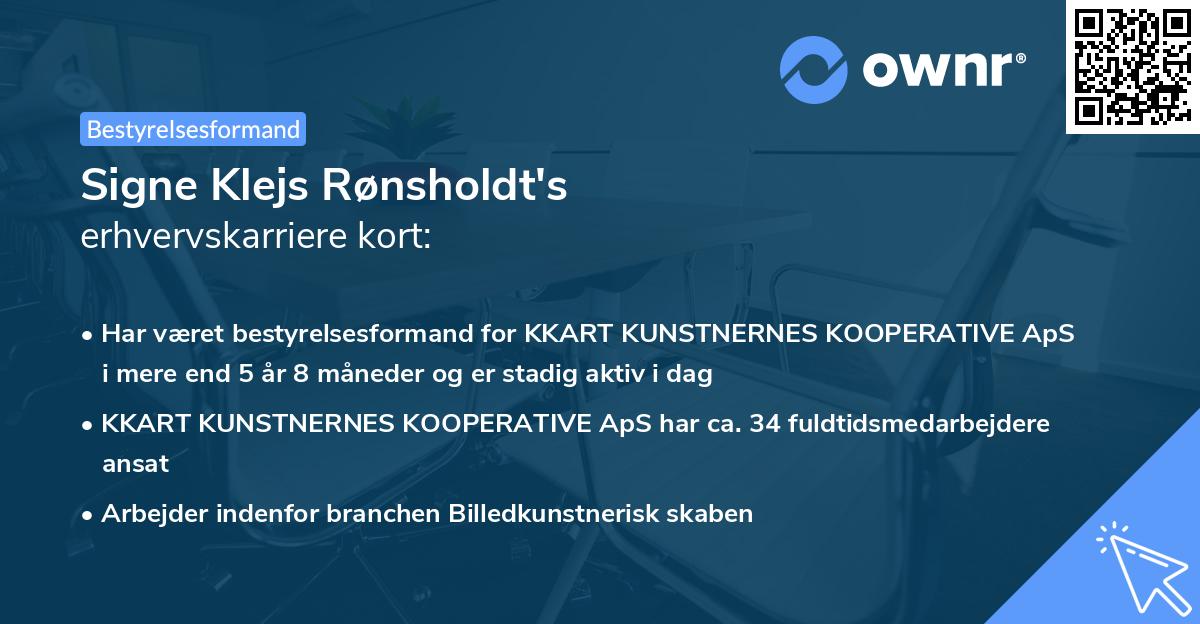 Signe Klejs Rønsholdt's erhvervskarriere kort