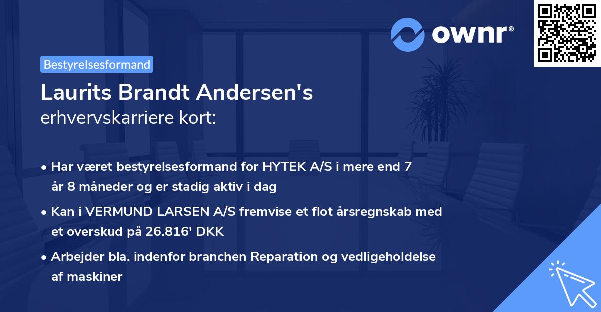 Laurits Brandt Andersen's erhvervskarriere kort