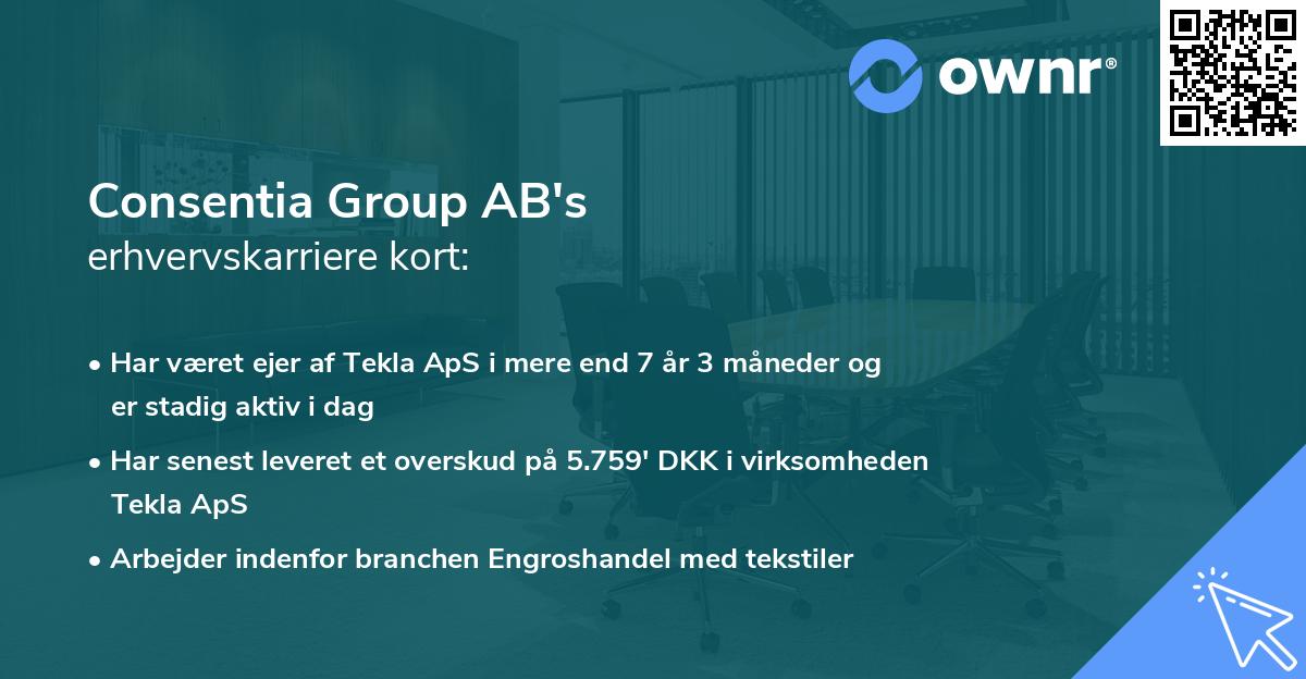 Consentia Group AB's erhvervskarriere kort