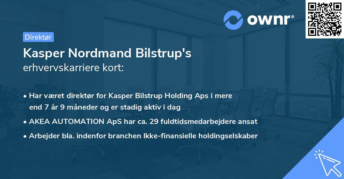 Kasper Nordmand Bilstrup's erhvervskarriere kort