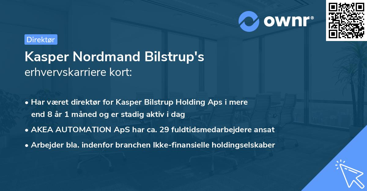 Kasper Nordmand Bilstrup's erhvervskarriere kort