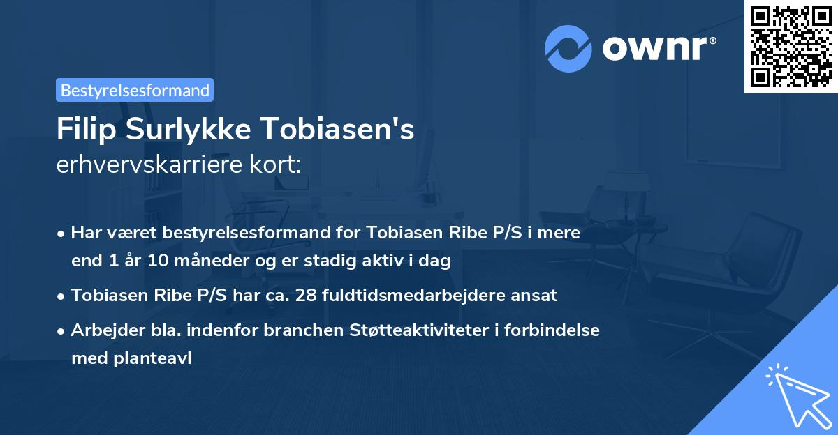 Filip Surlykke Tobiasen's erhvervskarriere kort
