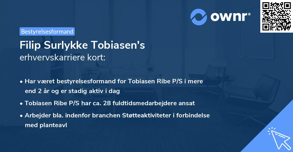 Filip Surlykke Tobiasen's erhvervskarriere kort