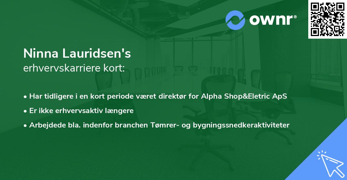Ninna Lauridsen's erhvervskarriere kort