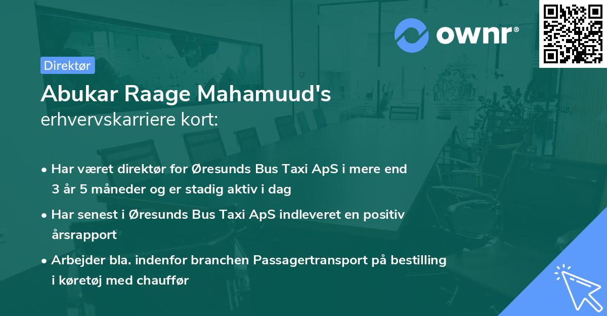 Abukar Raage Mahamuud's erhvervskarriere kort