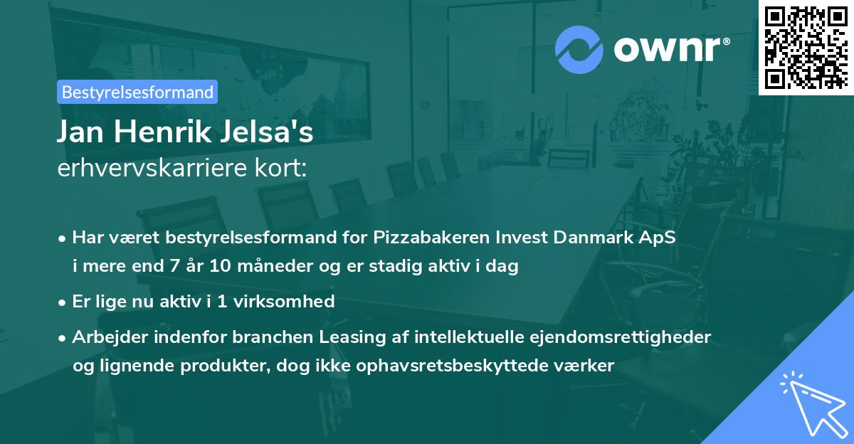 Jan Henrik Jelsa's erhvervskarriere kort