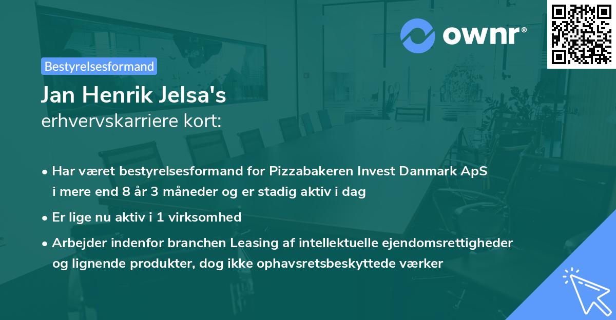Jan Henrik Jelsa's erhvervskarriere kort