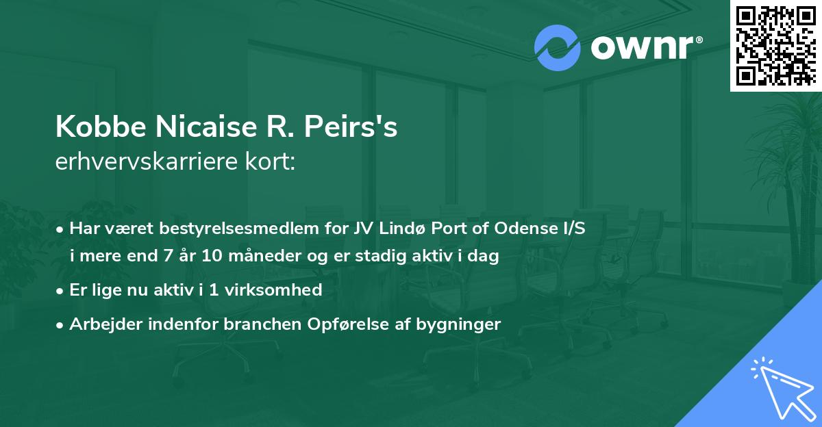 Kobbe Nicaise R. Peirs's erhvervskarriere kort