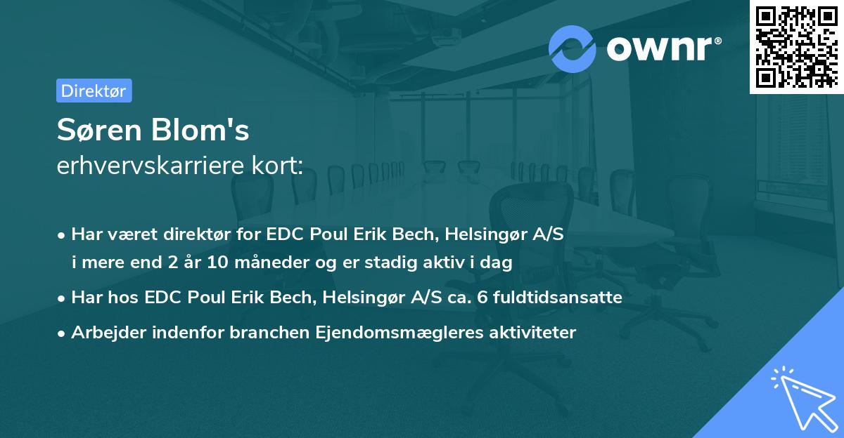 Søren Blom's erhvervskarriere kort
