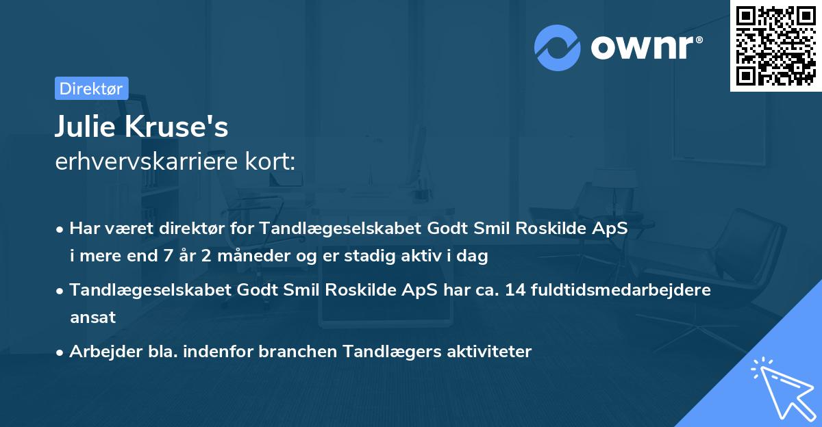 Julie Kruse's erhvervskarriere kort