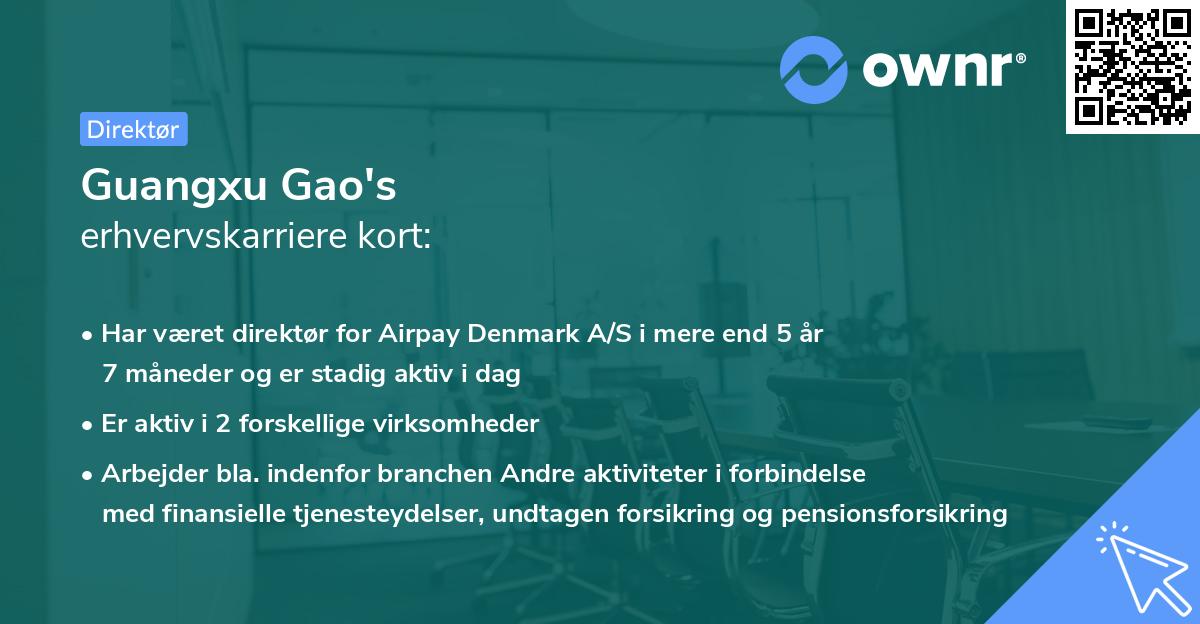 Guangxu Gao's erhvervskarriere kort