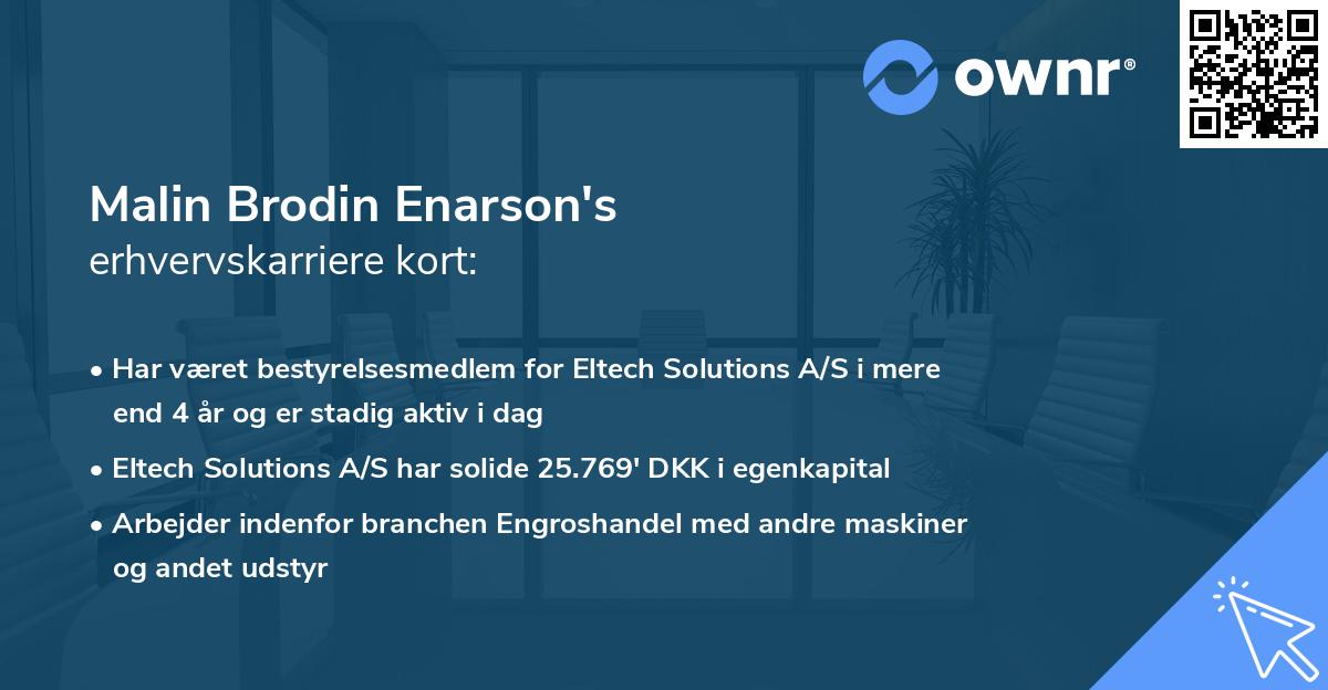 Malin Brodin Enarson's erhvervskarriere kort