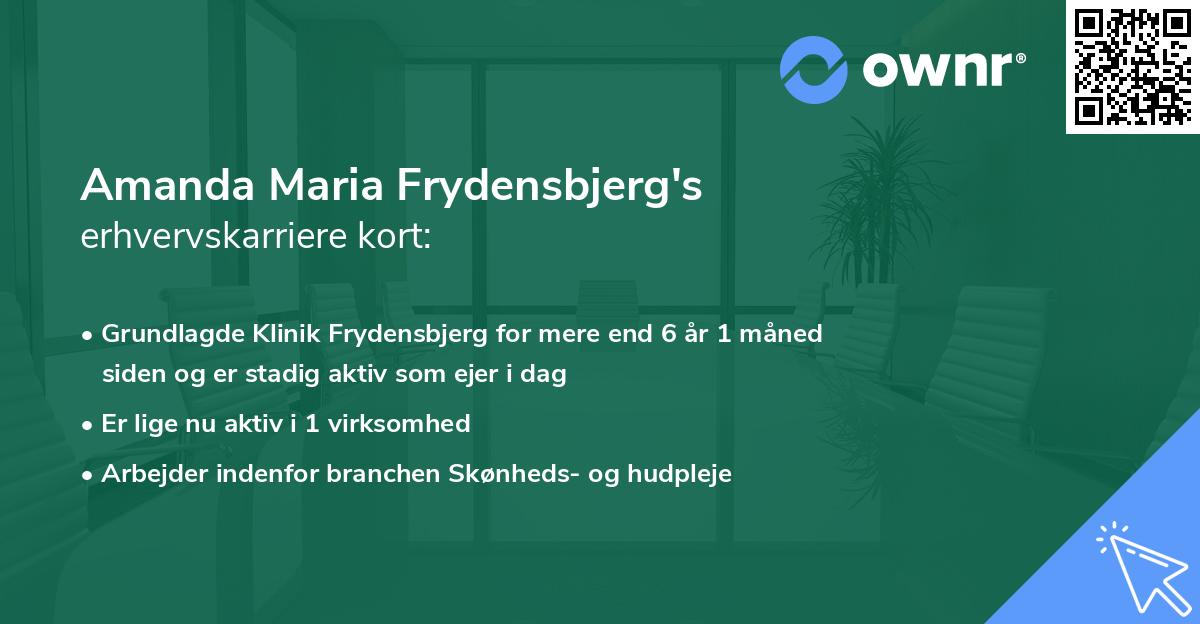 Amanda Maria Frydensbjerg's erhvervskarriere kort