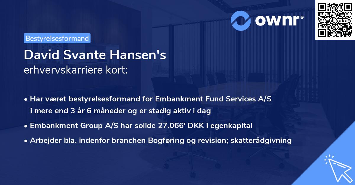 David Svante Hansen's erhvervskarriere kort