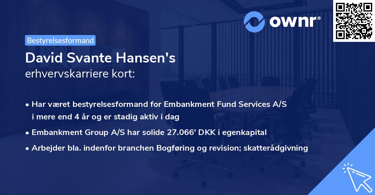 David Svante Hansen's erhvervskarriere kort