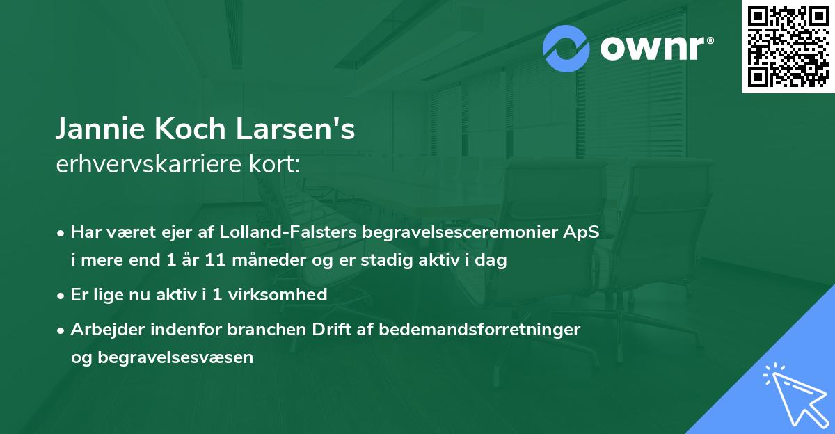 Jannie Koch Larsen's erhvervskarriere kort