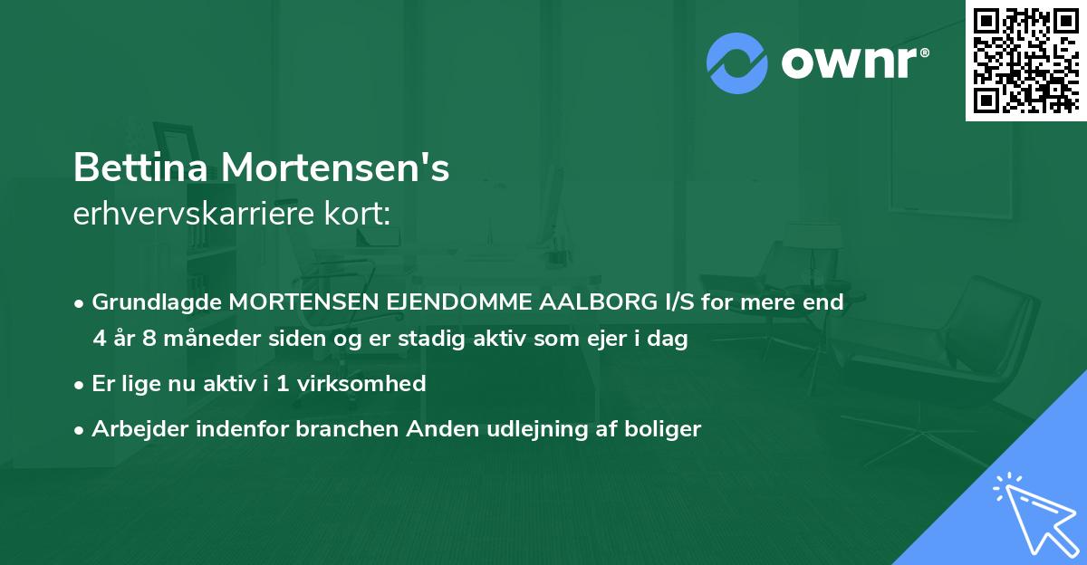 Bettina Mortensen's erhvervskarriere kort