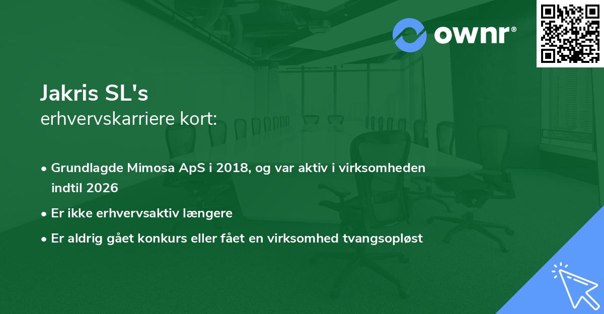 Jakris SL's erhvervskarriere kort