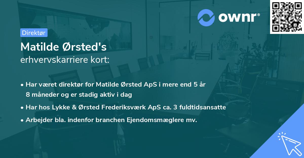 Matilde Ørsted's erhvervskarriere kort