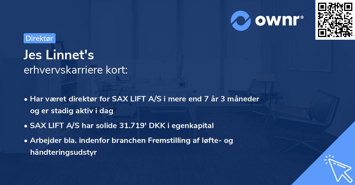 Jes Linnet's erhvervskarriere kort