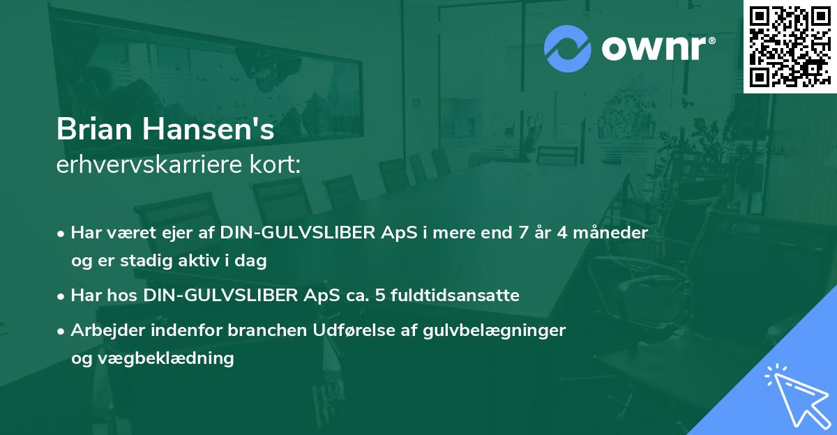Brian Hansen's erhvervskarriere kort
