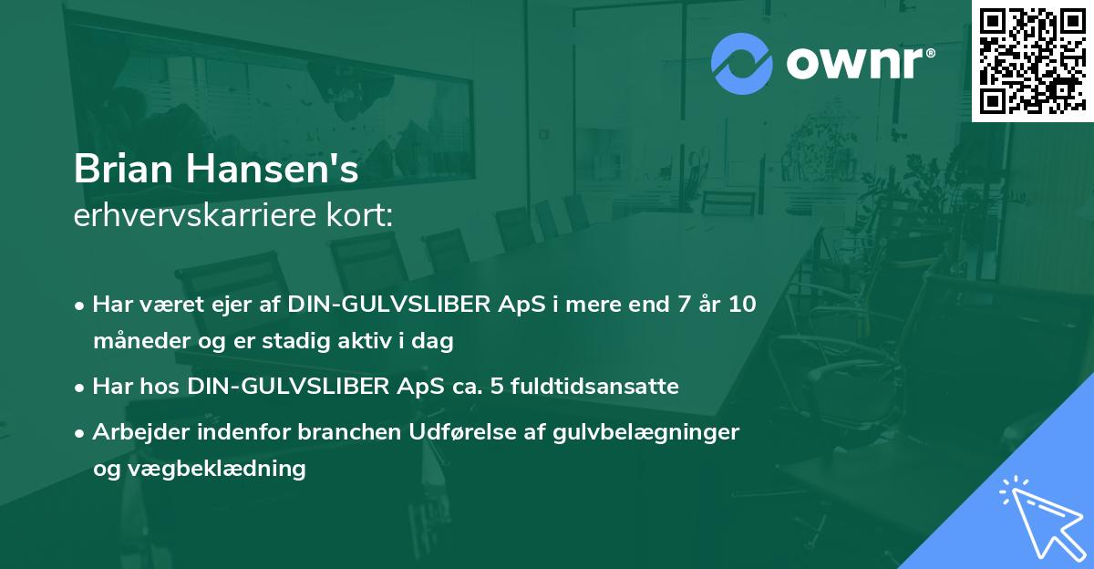Brian Hansen's erhvervskarriere kort