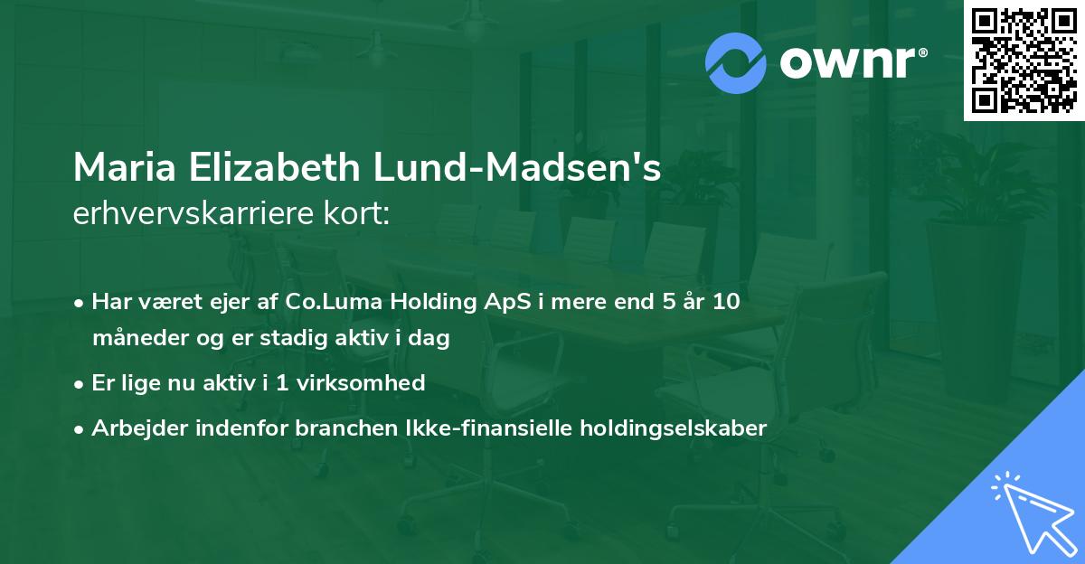 Maria Elizabeth Lund-Madsen's erhvervskarriere kort