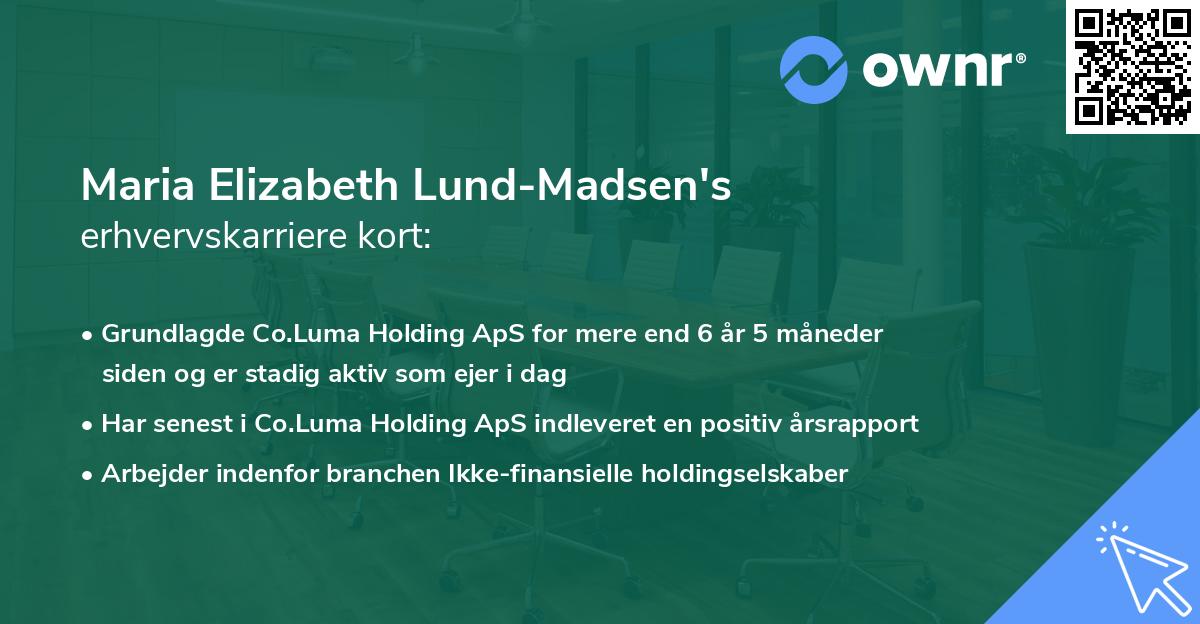Maria Elizabeth Lund-Madsen's erhvervskarriere kort