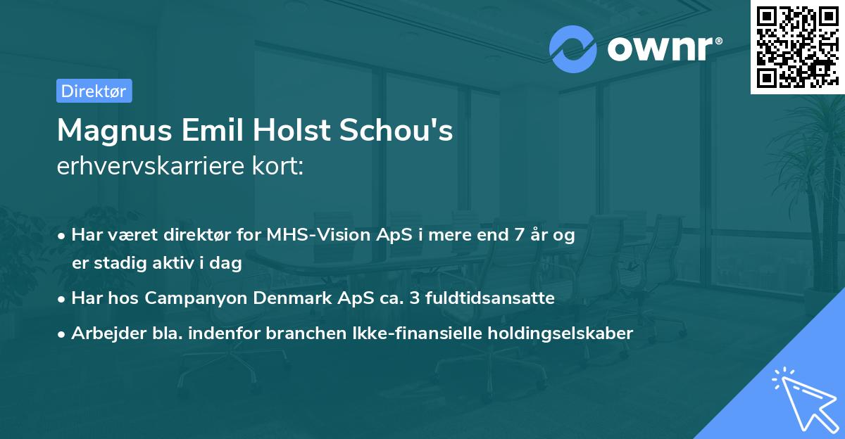 Magnus Emil Holst Schou's erhvervskarriere kort