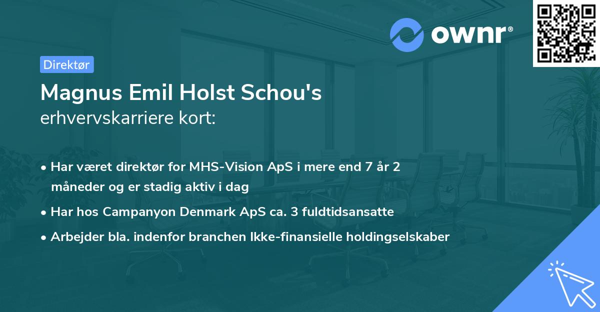 Magnus Emil Holst Schou's erhvervskarriere kort