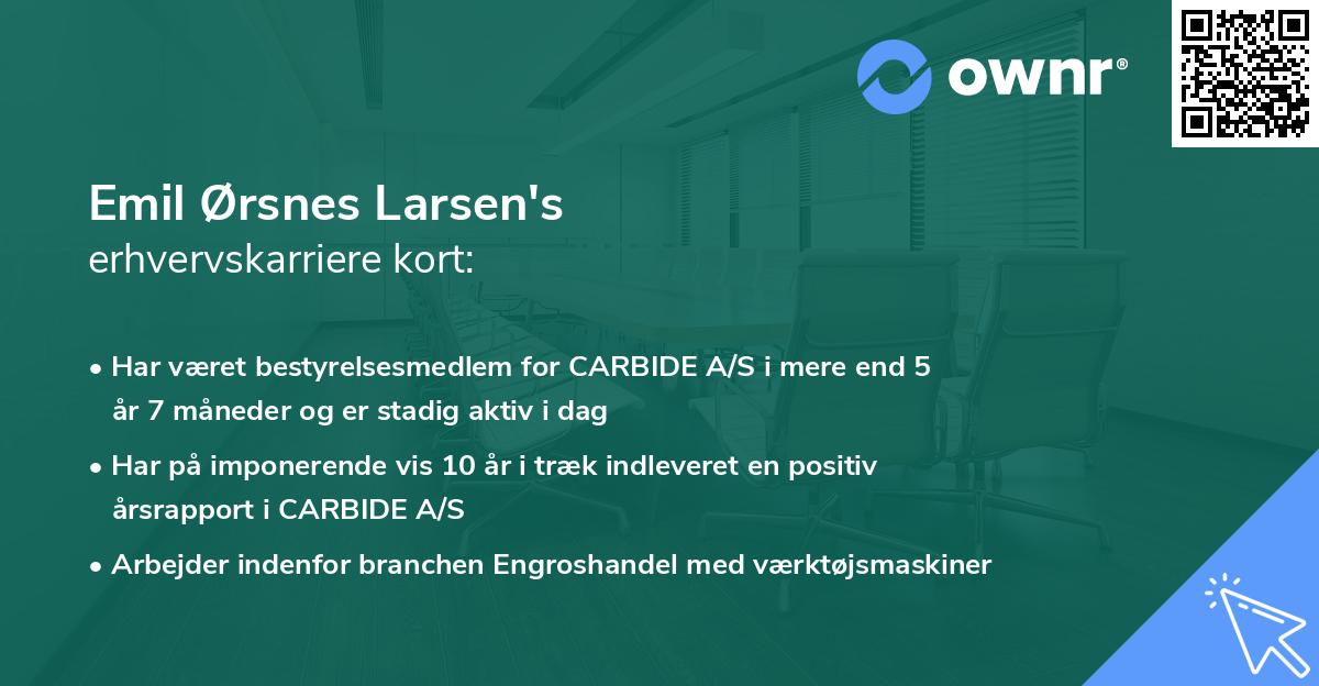 Emil Ørsnes Larsen's erhvervskarriere kort