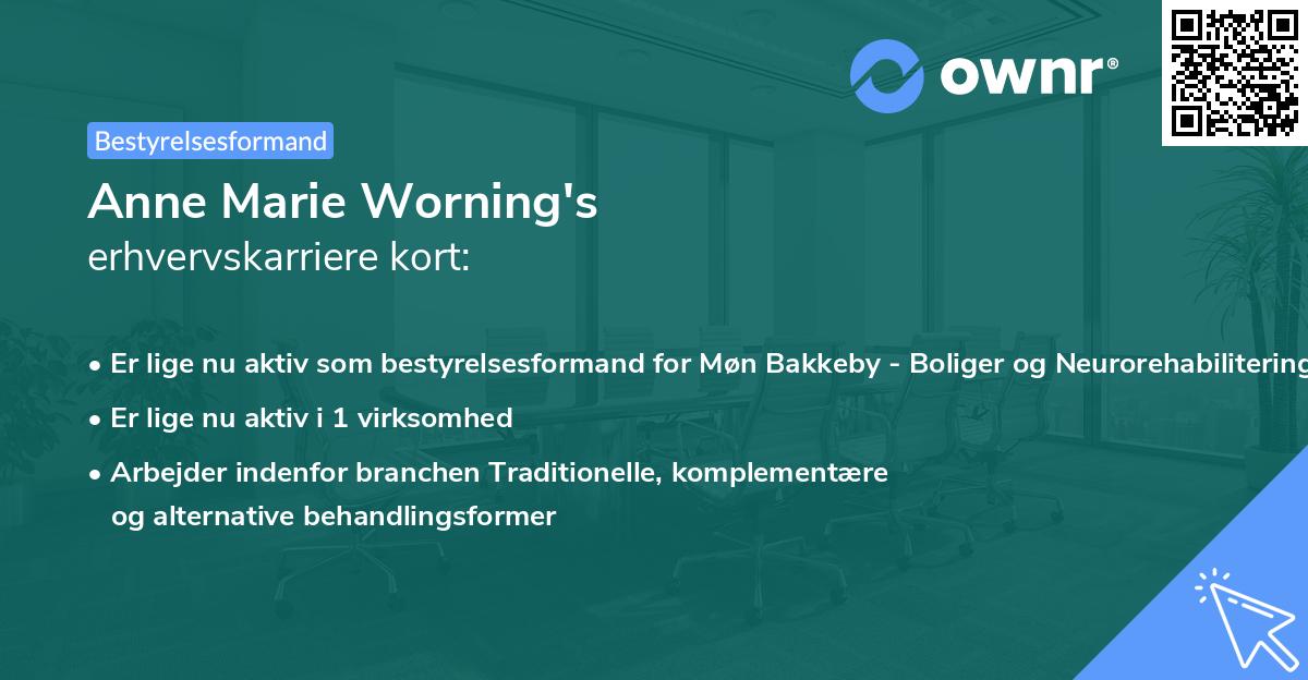 Anne Marie Worning's erhvervskarriere kort
