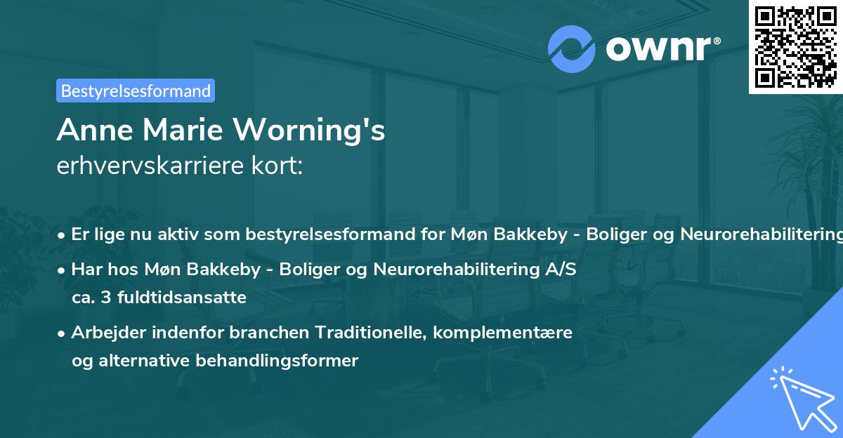 Anne Marie Worning's erhvervskarriere kort