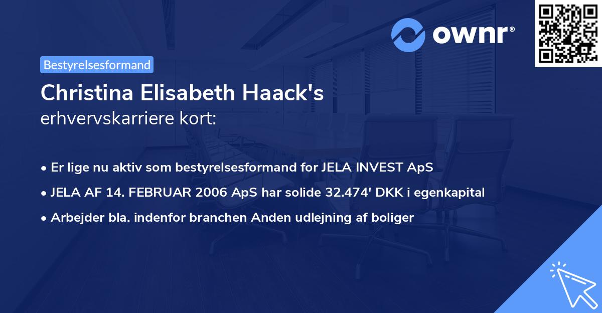 Christina Elisabeth Haack's erhvervskarriere kort