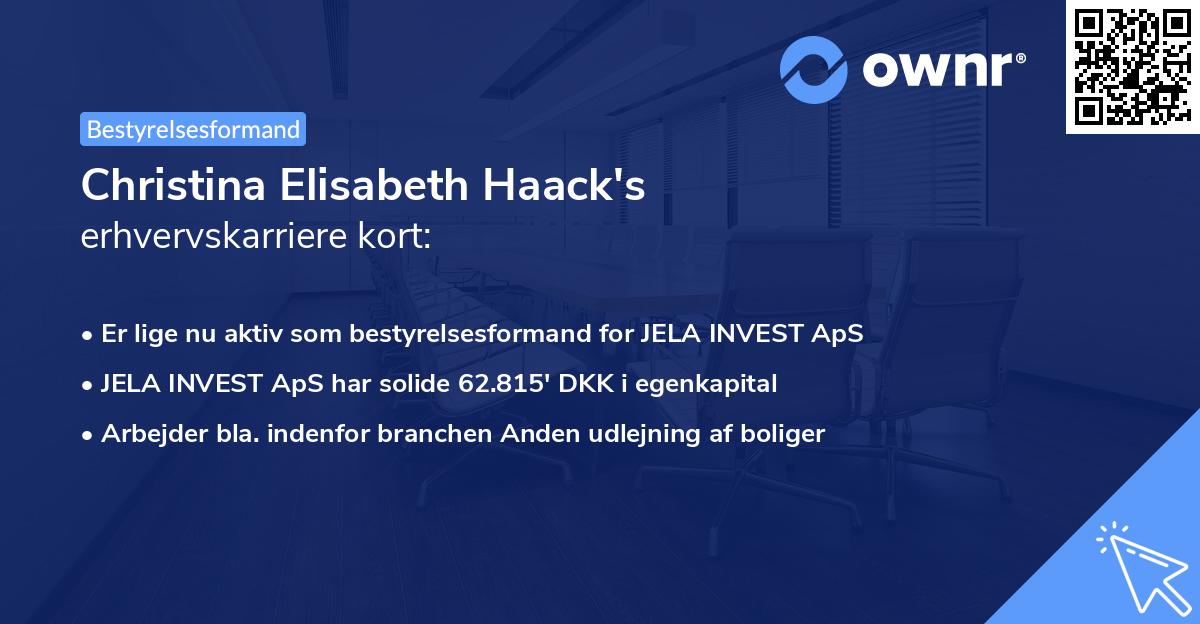 Christina Elisabeth Haack's erhvervskarriere kort