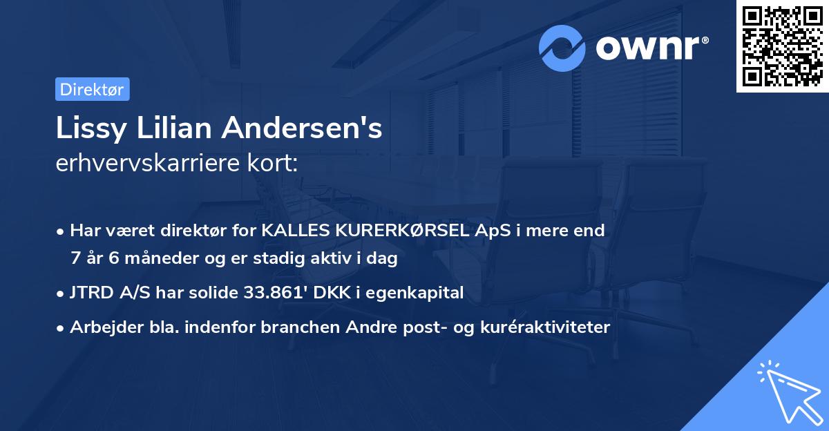 Lissy Lilian Andersen's erhvervskarriere kort