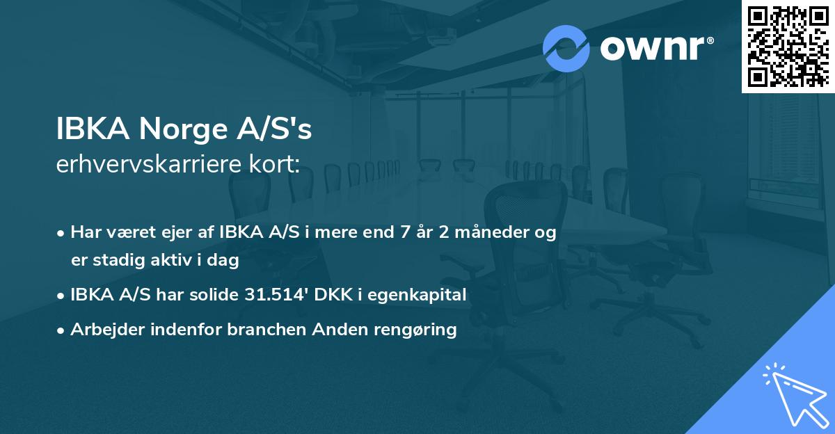 IBKA Norge A/S's erhvervskarriere kort