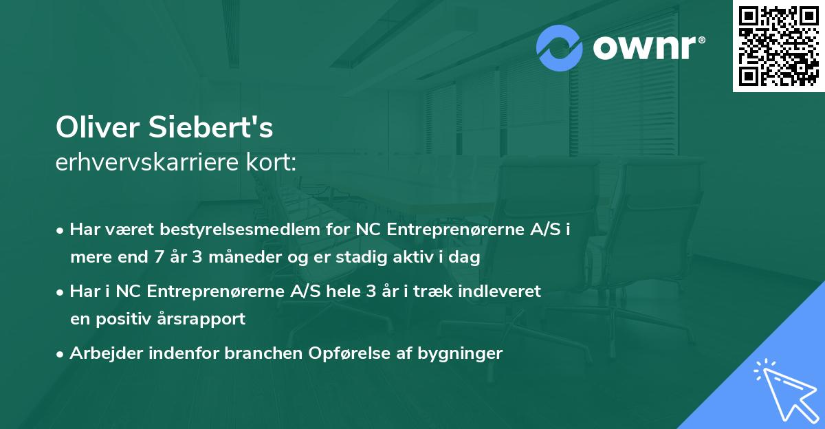 Oliver Siebert's erhvervskarriere kort