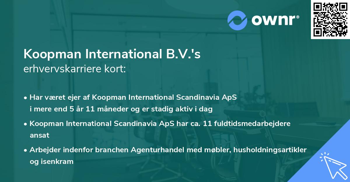 Koopman International B.V.'s erhvervskarriere kort