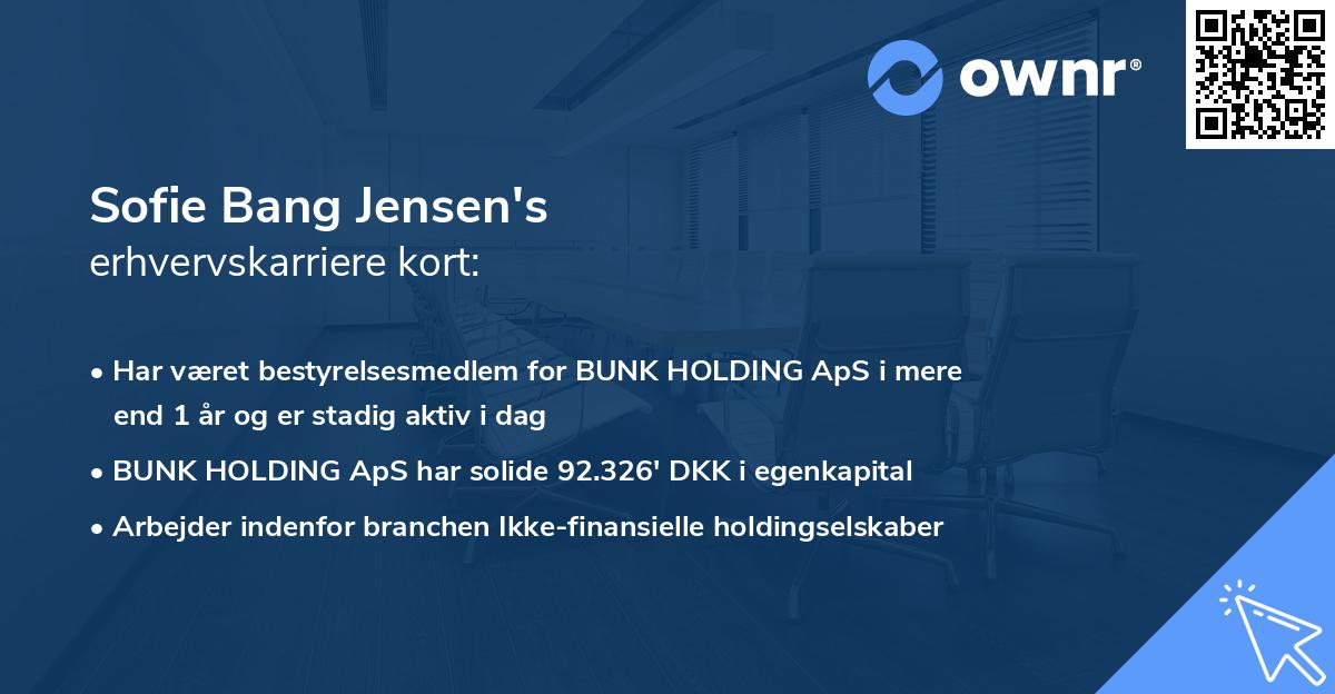 Sofie Bang Jensen's erhvervskarriere kort